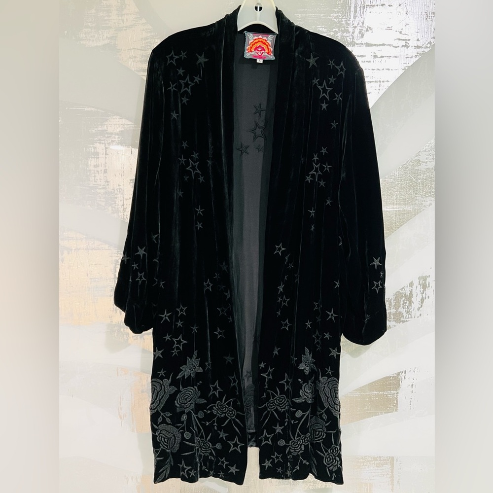 Johnny Was Black Embroidered Kimono